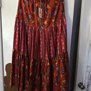 Easel Red Floral A-Line Skirt